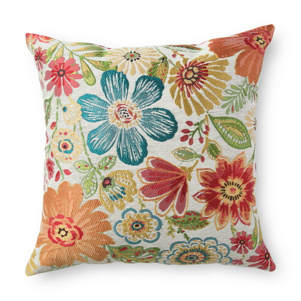 Mint and Brown Floral Pillow20 Pillow Spa Blue